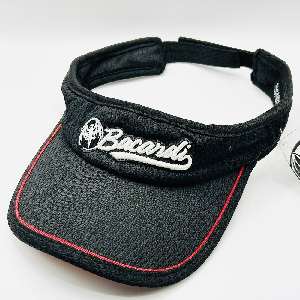 Bacardi Drink Logo Mesh Visor Hat Cap Adjustable Strapback Black Outdoors Casual